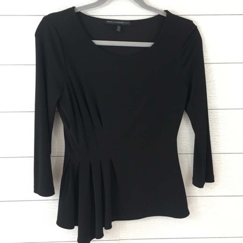 WHBM Long Sleeve Pleated Detail Top